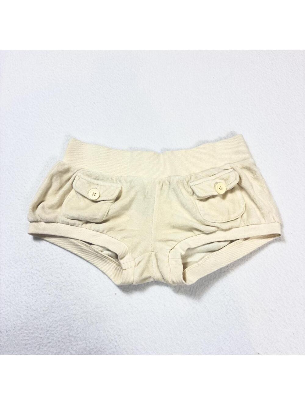 Marc by Marc Jacobs cream plush velour low rise micro mini shorts petit xs/s